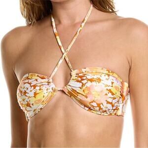 Lspace Dawn Floral Convertible Bikini Top What in Carnation Orange XS New